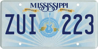 MS license plate ZUI223