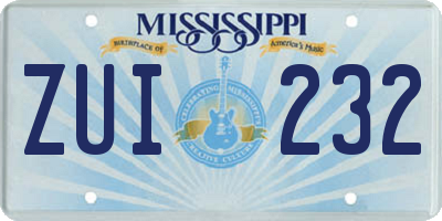 MS license plate ZUI232