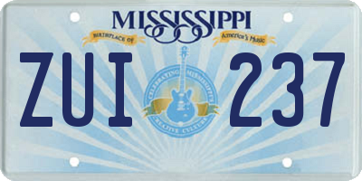 MS license plate ZUI237