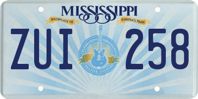 MS license plate ZUI258