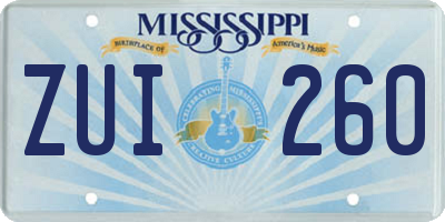 MS license plate ZUI260