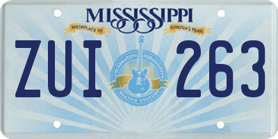 MS license plate ZUI263