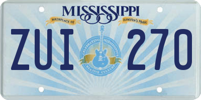 MS license plate ZUI270