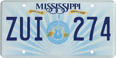 MS license plate ZUI274