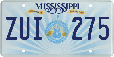 MS license plate ZUI275