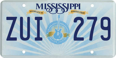 MS license plate ZUI279