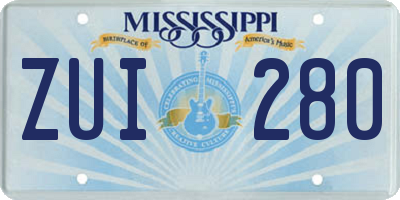 MS license plate ZUI280