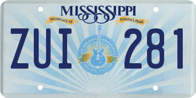 MS license plate ZUI281