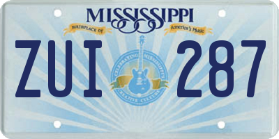 MS license plate ZUI287