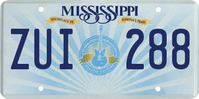 MS license plate ZUI288