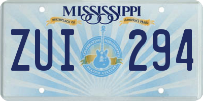 MS license plate ZUI294