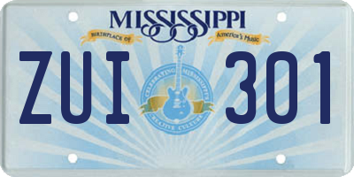 MS license plate ZUI301