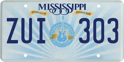 MS license plate ZUI303