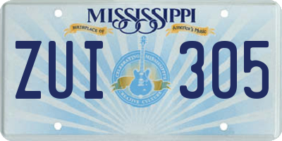 MS license plate ZUI305