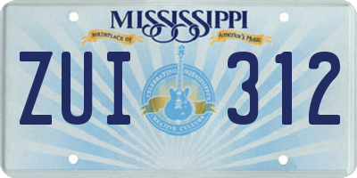 MS license plate ZUI312