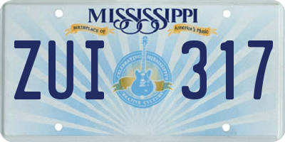 MS license plate ZUI317