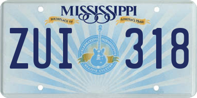 MS license plate ZUI318