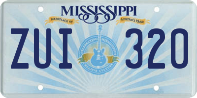 MS license plate ZUI320