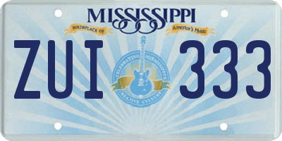 MS license plate ZUI333