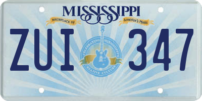 MS license plate ZUI347