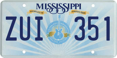 MS license plate ZUI351