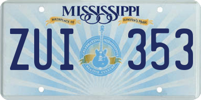 MS license plate ZUI353