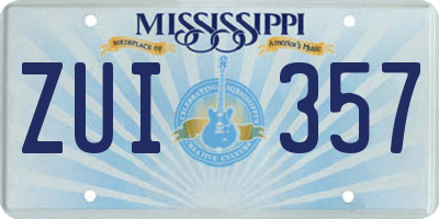 MS license plate ZUI357