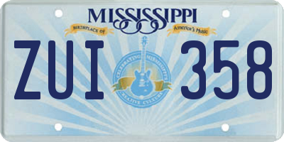 MS license plate ZUI358