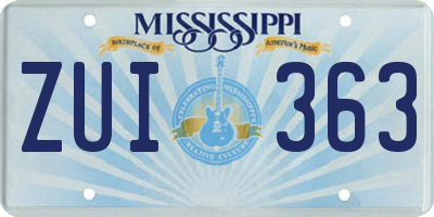 MS license plate ZUI363