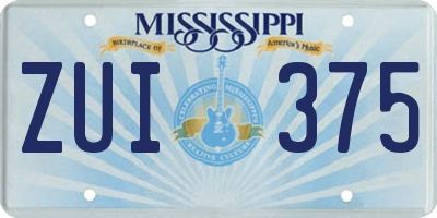 MS license plate ZUI375