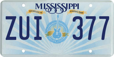 MS license plate ZUI377