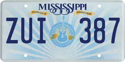 MS license plate ZUI387