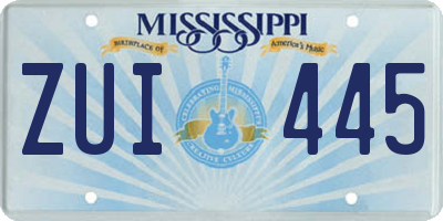 MS license plate ZUI445