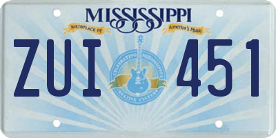 MS license plate ZUI451