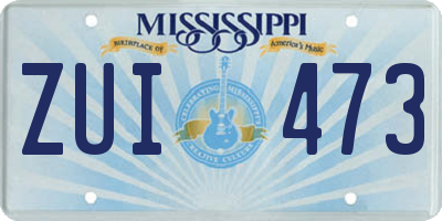 MS license plate ZUI473