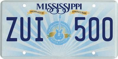 MS license plate ZUI500