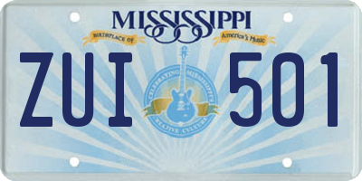 MS license plate ZUI501