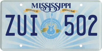 MS license plate ZUI502