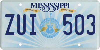 MS license plate ZUI503