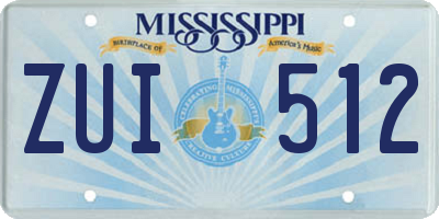 MS license plate ZUI512