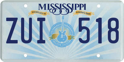 MS license plate ZUI518