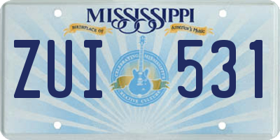 MS license plate ZUI531