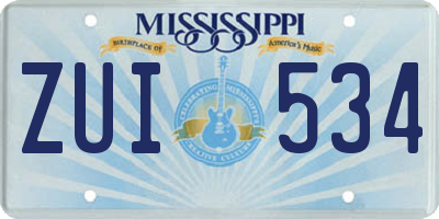 MS license plate ZUI534