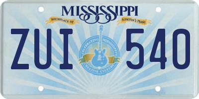 MS license plate ZUI540