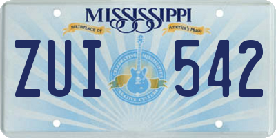 MS license plate ZUI542