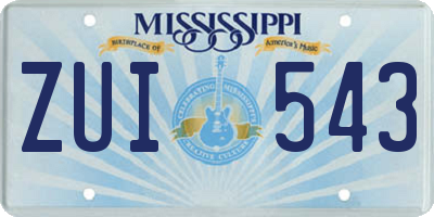 MS license plate ZUI543