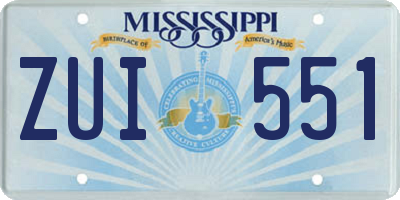 MS license plate ZUI551