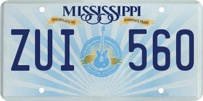 MS license plate ZUI560