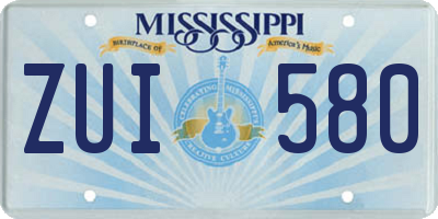 MS license plate ZUI580