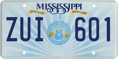 MS license plate ZUI601